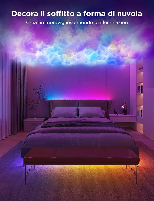 RGBIC Striscia LED 5M, Controllabile tramite App, Musica
