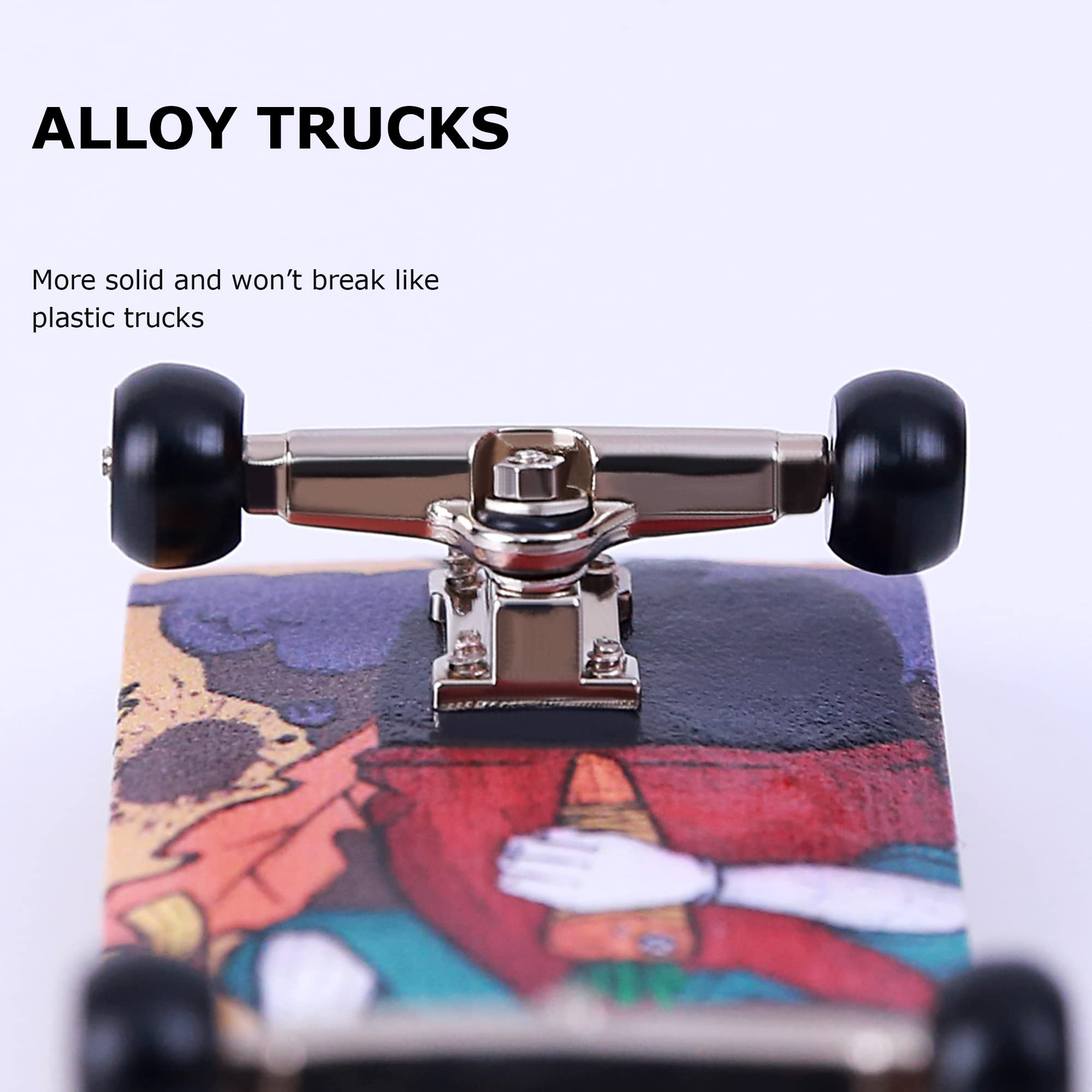 Professional Complete Wooden Fingerboard 32/34mm 5-Ply Maple Finger Skateboard with Upgraded Components (Captain-M)