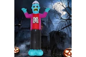 SHDEJTG 12ft Blue Zombie Halloween Outdoor Inflatable Decoration, Creepy Skeleton Zombie with LED Lights, Holiday Inflatable Decoration for Outdoor Patio, Garden, Lawn