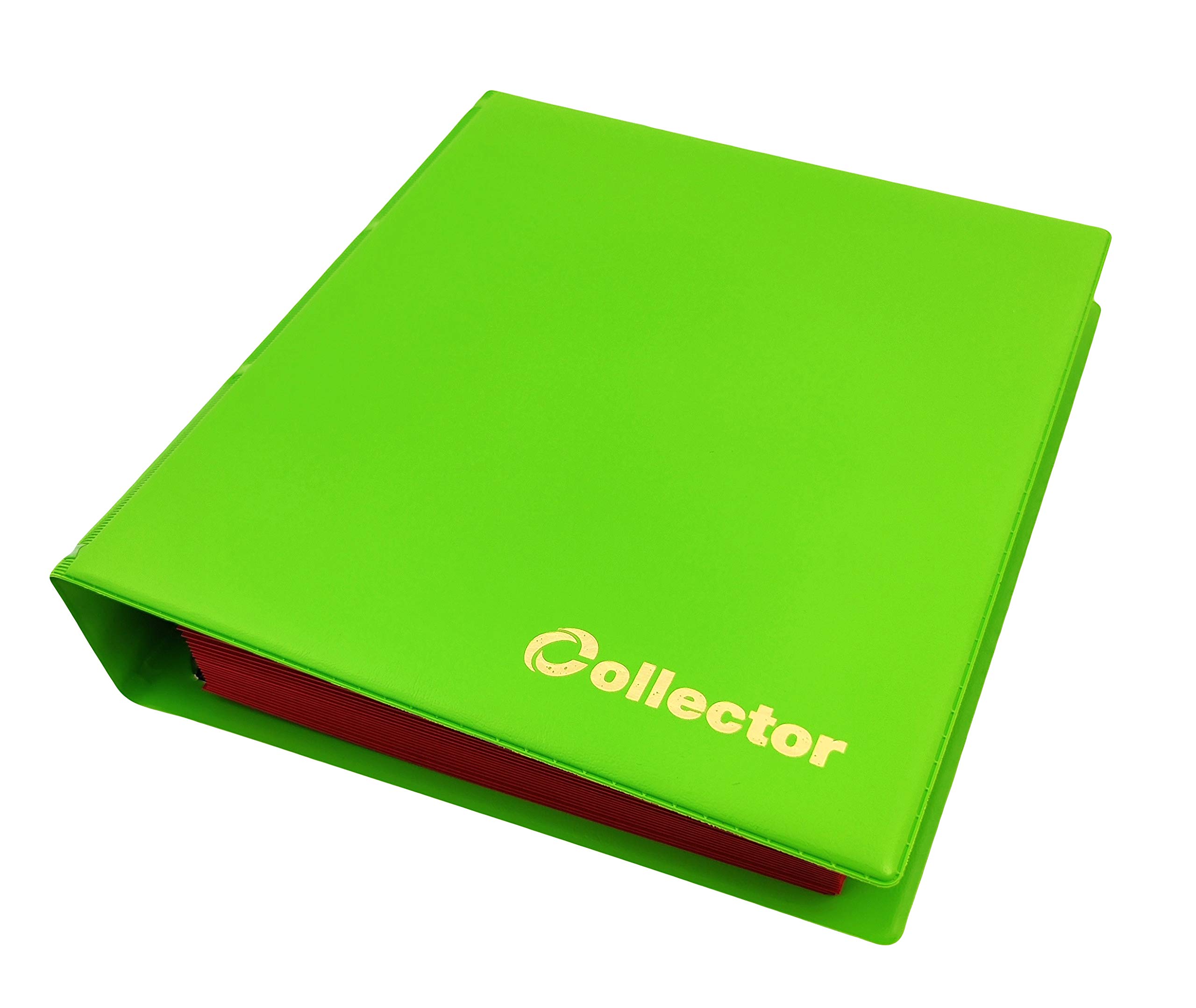 Collector Coin Album for Mix sizes coins from small till large coin - with pages and red dividers + index (Album for 300 coins, Pastel LIME color)