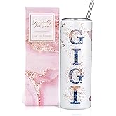 GloxwRiyt Gigi Gifts for Grandma From Grandchildren, Birthday Christmas Gifts For Gigi from Grandson Granddaughter, 20oz Floral Stainless Steel Tumbler with Lid (GIGI)