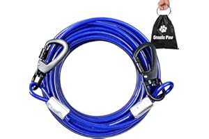 Snagle Paw Tie Out Cable for Dogs, 50FT Dog Leads for Yard Chew Proof, Heavy Duty Leash for Large Dogs Up to 250lbs, Sturdy Dog Runner for Yard or Camping