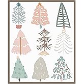 Amanti Art Framed Canvas Wall Art 28x23 Christmas Tree Sketchbook II by June Erica Vess, Framed Canvas, Holidays Artwork, Modern, Casual Decor, Medium Poster Painting for Living Room, Bedroom, Office