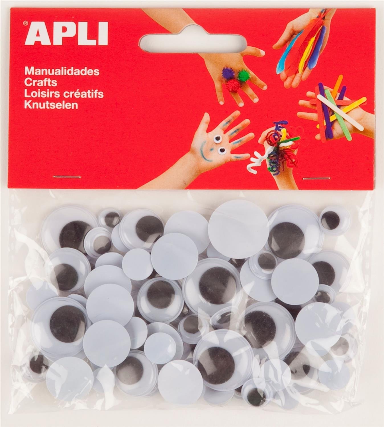 Apli 946030 - Crafting Round Mobile Eyes, Black - Bag de 75 units