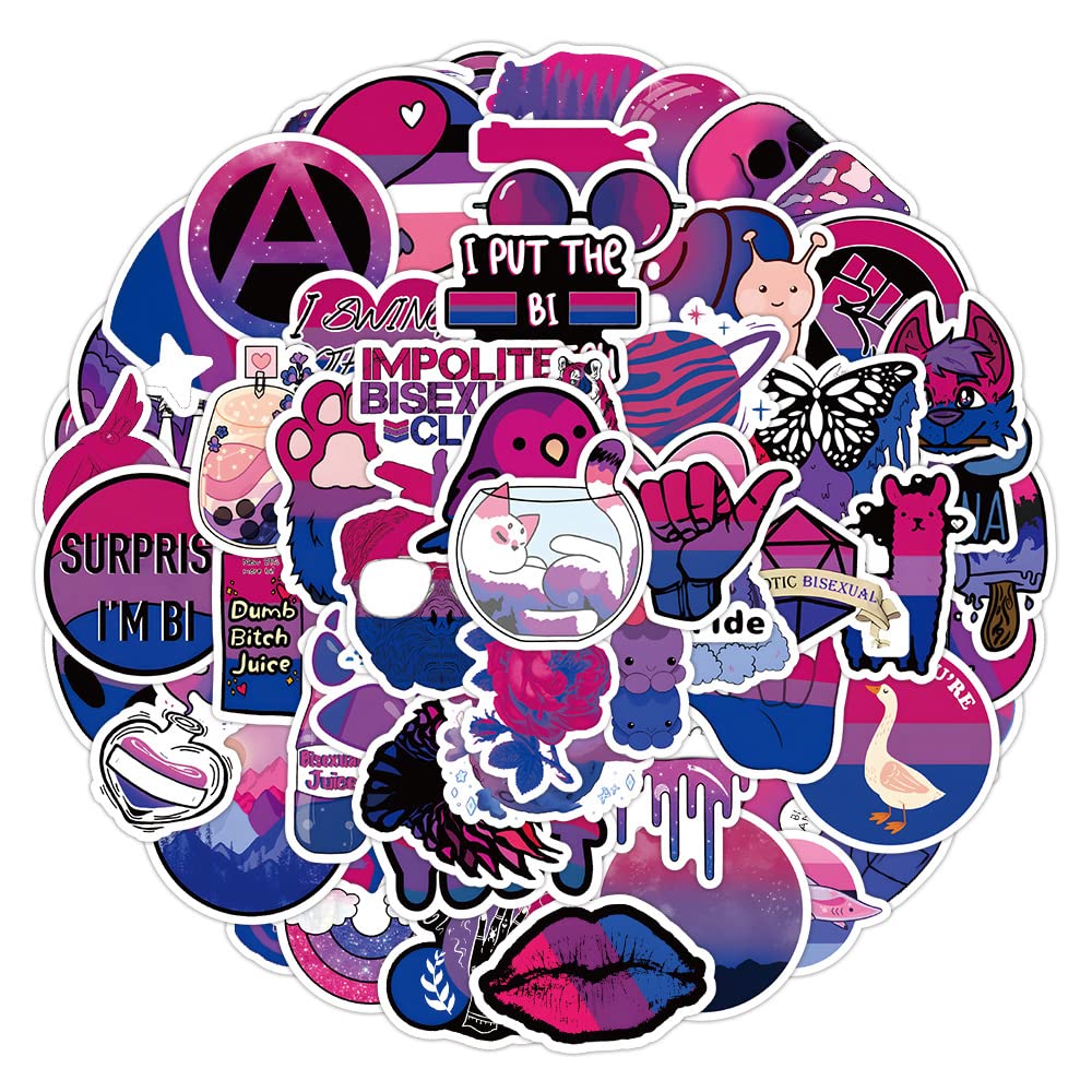 Bisexual Stickers for Laptop (50PCS),Gift for Children Teens Adults Girl Boys,Waterproof Bisexual Flag Stickers for Water Bottle,Vinyl Stickers for Journal,Dairy,Scrapbook,Skateboard