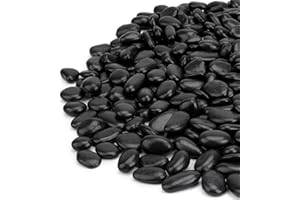 Mr. Fireglass 10 lbs Black Pebbles, 3/8" Natural Decorative Polished River Rocks Aquarium Gravel for Indoor Plants, Vases, Succulents and Outdoor Garden Landscaping