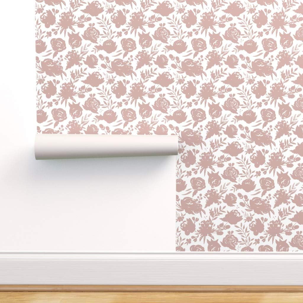 Peel-and-Stick Removable Wallpaper - Mauve and White Dusty Rose Gold