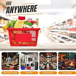 Stackable Plastic Shopping Baskets, Red and
