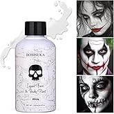 BOBISUKA White Face Body Paint Liquid Texture Washable Non Toxic Facepaint Fast Drying Foundation Makeup for Halloween Clown 