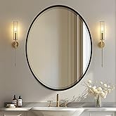 OVALCREST - Oval Wooden Beveled Wall Mirror for Home Decor, Bathroom, Vanity, Bedroom, Living Room, Hallway - London Style (M