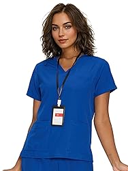 floralhue Scrub Tops for Women, Curved V-Neck Scrub