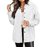 Nlife Womens Corduroy Nashville Sparkly Rhinestone Fringe Shacket Concert Outfits Long Sleeves Spakle Tassel Shirt Jacket