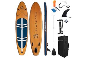 JC-ATHLETICS Inflatable Stand Up Paddle Board (6 Inches Thick), ISUP Package W/Premium SUP Accessories & Backpack, Non-Slip Deck,Fins, Adjustable Paddle, Leash, Hand Pump,Standing Boat for Youth & Adult
