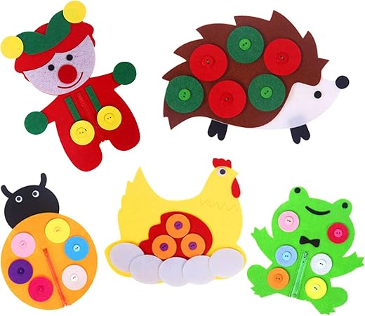 Amazon 早期教育玩具ゴシレ Gosear 5pcsかわいいかわいいdiy手作りの不織ボタンジッパー子供のための早期教育指導おもちゃ子供ホームスクール幼稚園 ルーピング ビーズコースター おもちゃ