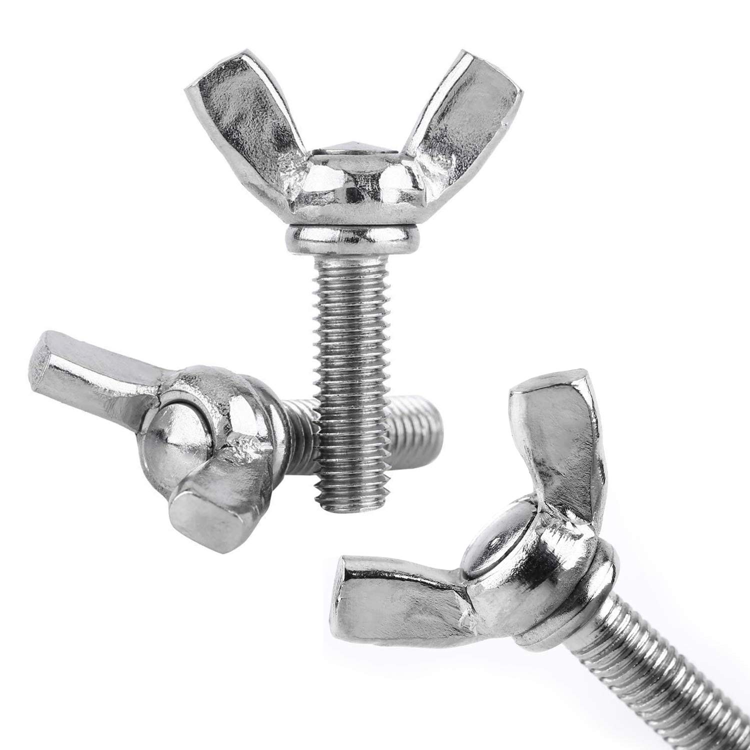 BITEFU 25pcs Butterfly Wing Screws M6 (6mm x 25mm) Wing Nuts with Bolts 304 Stainless Steel Thumb Hand Screws and Bolts Fastener
