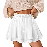 SANMM Skorts for Woman Mini Skirts Summer Shorts Boho Casual Beach Ruffle Flowy Shorts 2026 Trendy Outfits