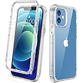 Diaclara Designed for iPhone 12/12 Pro Case, Full Body Rugged with Built-in Touch Sensitive Anti-Scratch Screen Protector, Soft TPU Bumper Case for iPhone 12/12 Pro 6.1" (Clear)