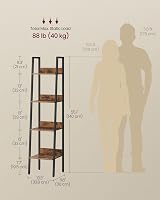 VASAGLE 4-Tier Ladder Shelf Industrial Rustic Brown Black LLS108B01 view 6