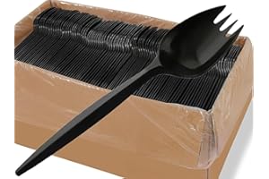 GEEX DEPOT (Pack of 1000) Disposable Plastic Sporks 5.5-inch BPA-Free Medium Weight Cutlery for Takeout, Catering, Parties, and Food Service – Durable Disposable Silverware