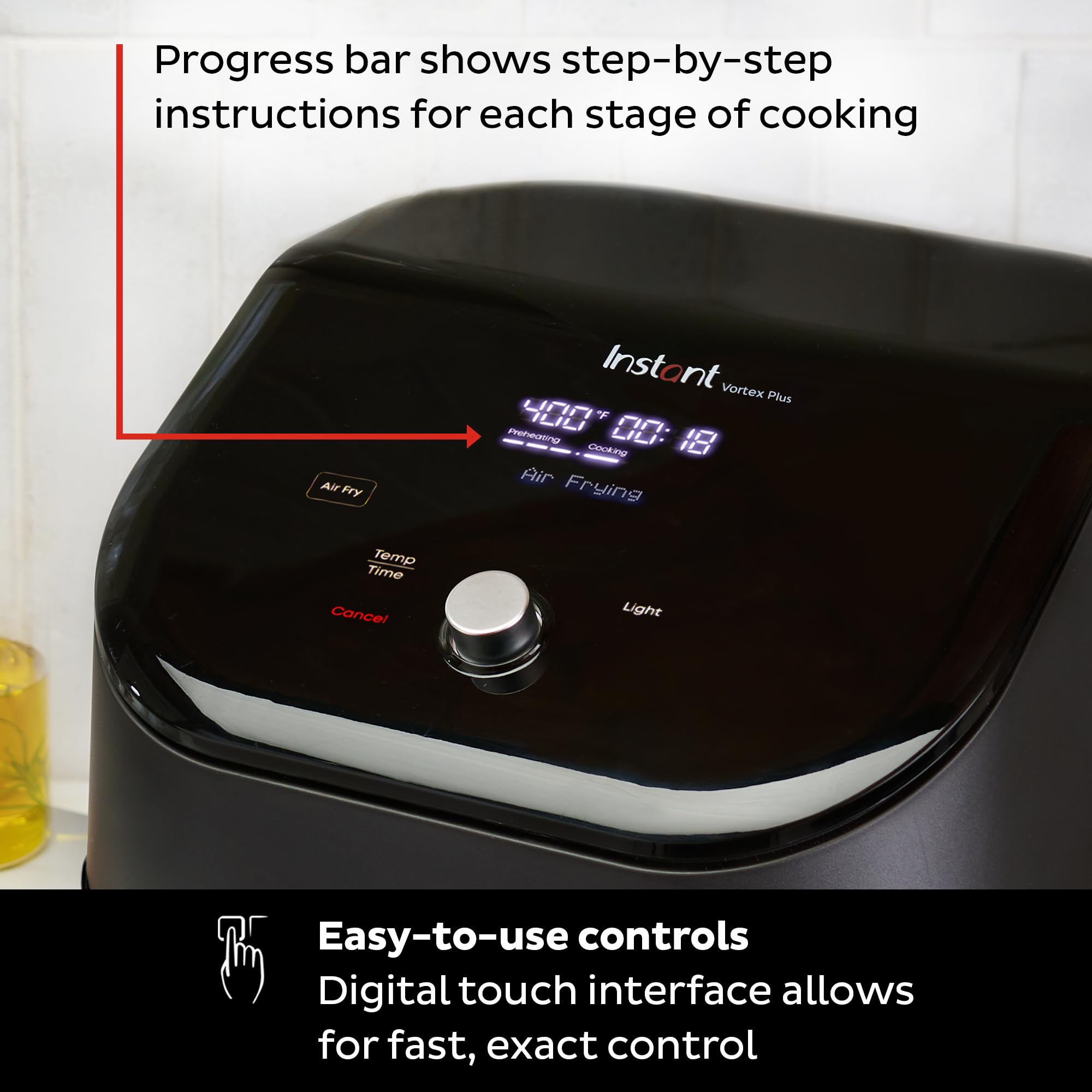 Freidora de aire Instant Pot Vortex Plus 6QT ClearCook, ventanas transparentes, opciones de programa personalizadas, funciones 6 en 1, patatas fritas, asados, asados, deshidratados, horneados, recalentados, de los creadores de Instant Pot, negro