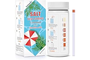 SaySummer Pool Salt Test Strips for Saltwater Pool: 50 Counts Salt Pool Test Strips for Hot Tub Spa Testing Sodium Chloride Content 0-6000 ppm