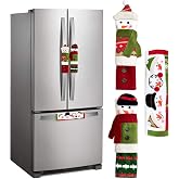 PTFNY 3 Piece Set Christmas Snowman Refrigerator Door Handle Covers Appliance Handle Covers Christmas Decorations Fits Standard Size Kitchen Refrigerator Microwave Oven Or Dishwasher