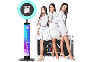 JIYANG Portable Photo Booth Compatible with Any Ipad,2 Months ChackTok PhotoBooth VIP Member,Free Custom Logo,Software APP Control Ring Light,Perfect for Wedding,Parties and Birthday