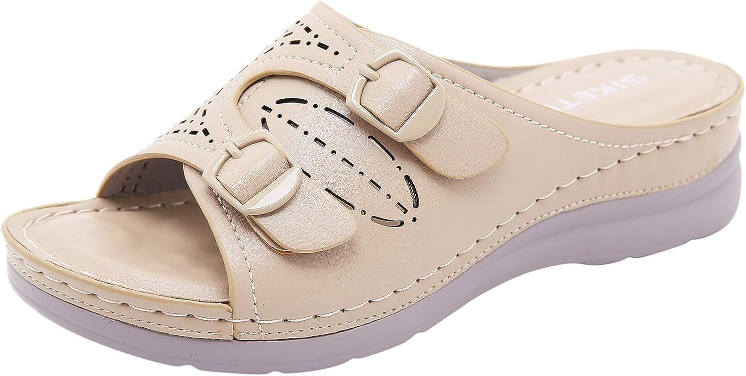 Amazon.com: Hesxuno Women Summer Slip-On Wedges Beach Open Toe Breathable Sandals Hollow Out 
