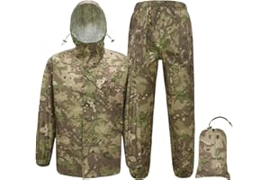 Tongcamo Rain Suits for Men Waterproof - Rain Jacket Pants Adults Rain Gear Lightweight Raincoat with Hood Hunting Camo