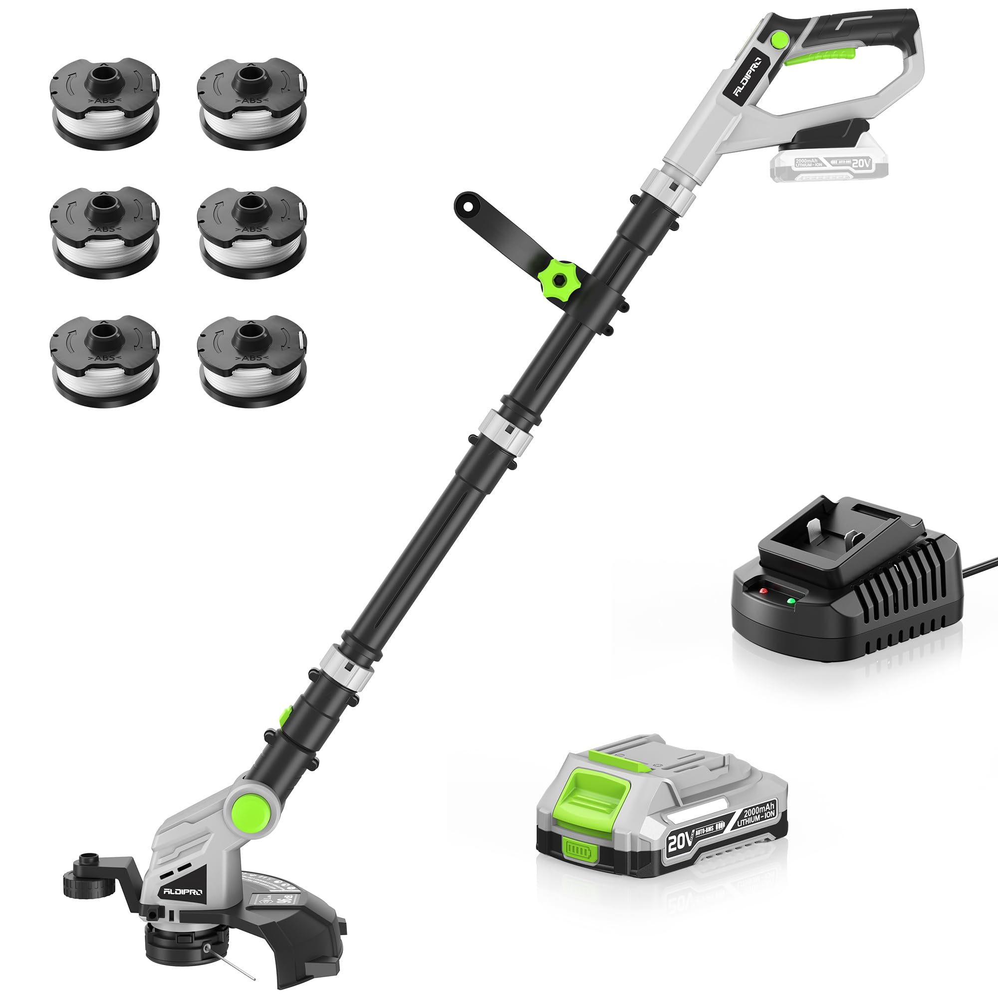 Photo 1 of *USED*
Wacker Cordless 20V 12' Electric Weed Eater with Auto Line Feed, 2.0Ah Battery and Fast Charger, 6 x Replacement Line, Battery Powered String Trimmer for Lawn Care, GrassTrimmer (AD-ST-001.1)