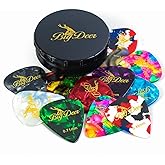 BigDeer 16 pack Celluloid Guitar Picks ，includes Thin,Medium, Heavy &amp; Extra Heavy Picks Plectrums for Acoustic Guitar,Ukulele,Bass Wrapped in tin box