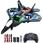 JoyRapt Drones for Kids Foam RC Plane, Remote Control Airplane | Toys Gifts for 6 8 10 Years Old Boys, Jet Helicopter Drones with LED Lights 360&deg; Flip, 2 Rechargeable Batteries