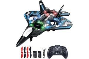 JOYRAPT Drones for Kids Form RC Plane, Remote Control Airplane, Aircrafts for Boys and Girls, Jet Helicopter Drones with LED Lights 360° Flip, 2 Rechargeable Batteries Toys for Christmas (2 Batteries)
