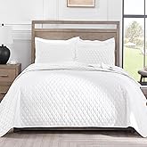 Exclusivo Mezcla Reversible Full Queen Quilt Bedding Set with Pillow Shams, Lightweight Quilts Queen Size, Soft Bedspreads Bed Coverlets for All Seasons - (White, 90"x96")