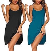 Ekouaer 2 Pack Nightgown for Womens Nightshirt Sleepwear Sleep Tank Chemise Racerback Sleeveless Dress