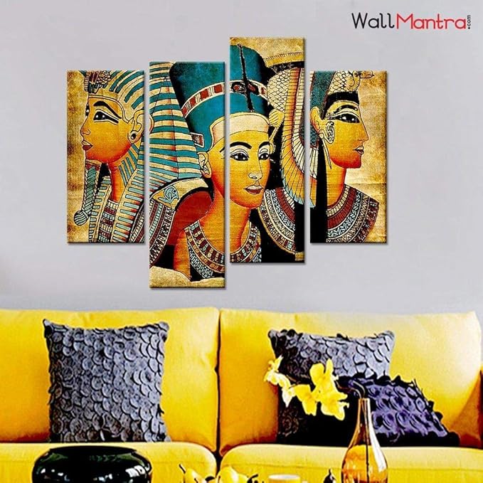 WallMantra Egyptian Art Wall Painting / 4 Pieces Canvas Print Wall