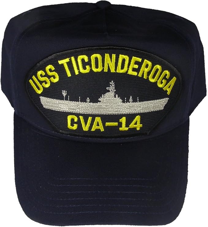 EC USS Ticonderoga CVA14 HAT Navy Blue Veteran Owned