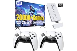 WDYQJE Retro Game Console Stick, Classic Video Games with 4K HDMI, Built-in 23 Emulators Wireless Retro Game Console Stick, 20000+ Games, Plug & Play TV Video Gaming Stick with Dual 2.4G Wireless Controllers