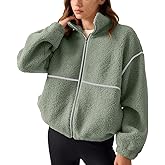 LASLULU Womens Fuzzy Sherpa Fleece Jacket Zip Up Oversized Sweatshirts Long Sleeve Winter Clothes Warm Sweater