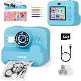 ASTGMI Kids Camera Instant Print 1080P 12MP Dual Lens 32GB Blue