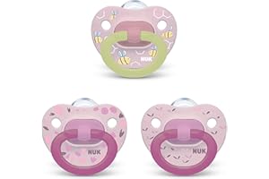 NUK Orthodontic Pacifier Value Pack, Girl, 0-6 Months (Pack of 3)
