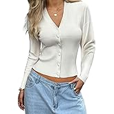 GORGLITTER Women's Cropped Cardigan Sweater Button Down Long Sleeve V Neck Fall Trendy 2025 Knitwear Tops