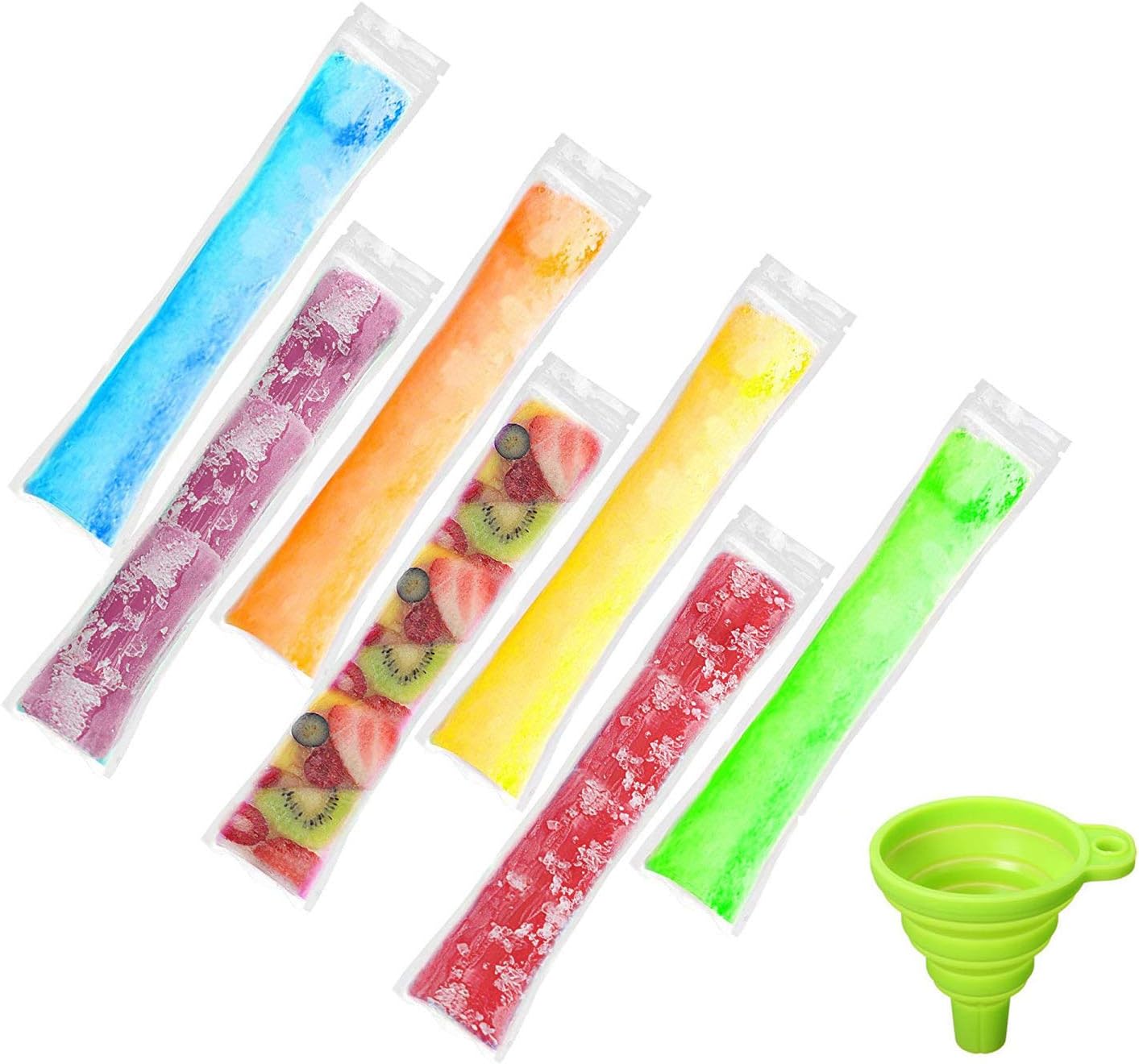 Ice Pop Pouches Disposable Ice Popsicle Bags, 100 Pack Ice Popsicle Molds Bags Zip-Lock Ice Candy Bags Ice Smoothie Bags