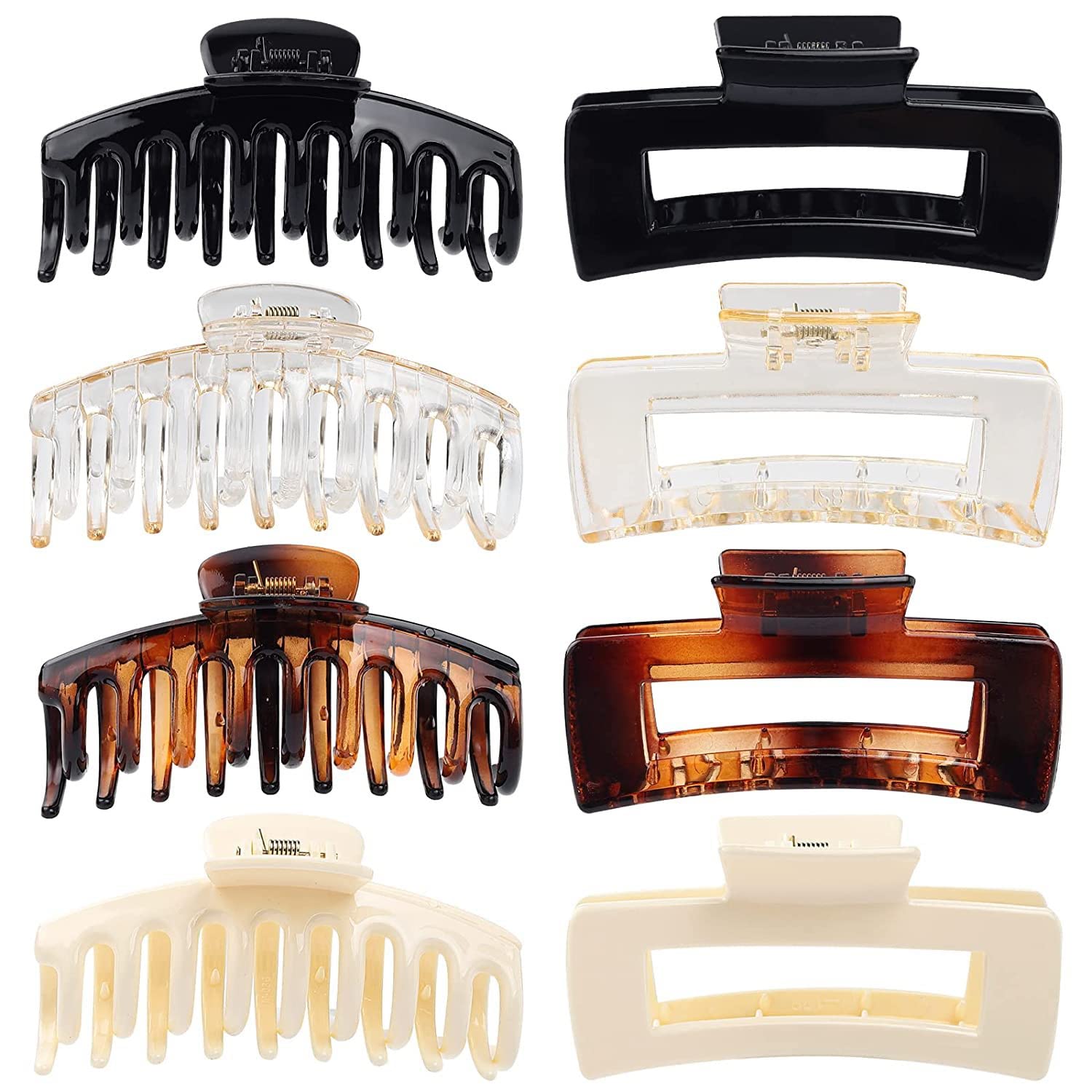 Large Hair Claw Clips, Non-Slip Hair Claws Black Hair Clips Hair Clamps for Thick Curly Long Hair, Wide Grip Hair Accessories for Women Girls (HairClawSEE2)