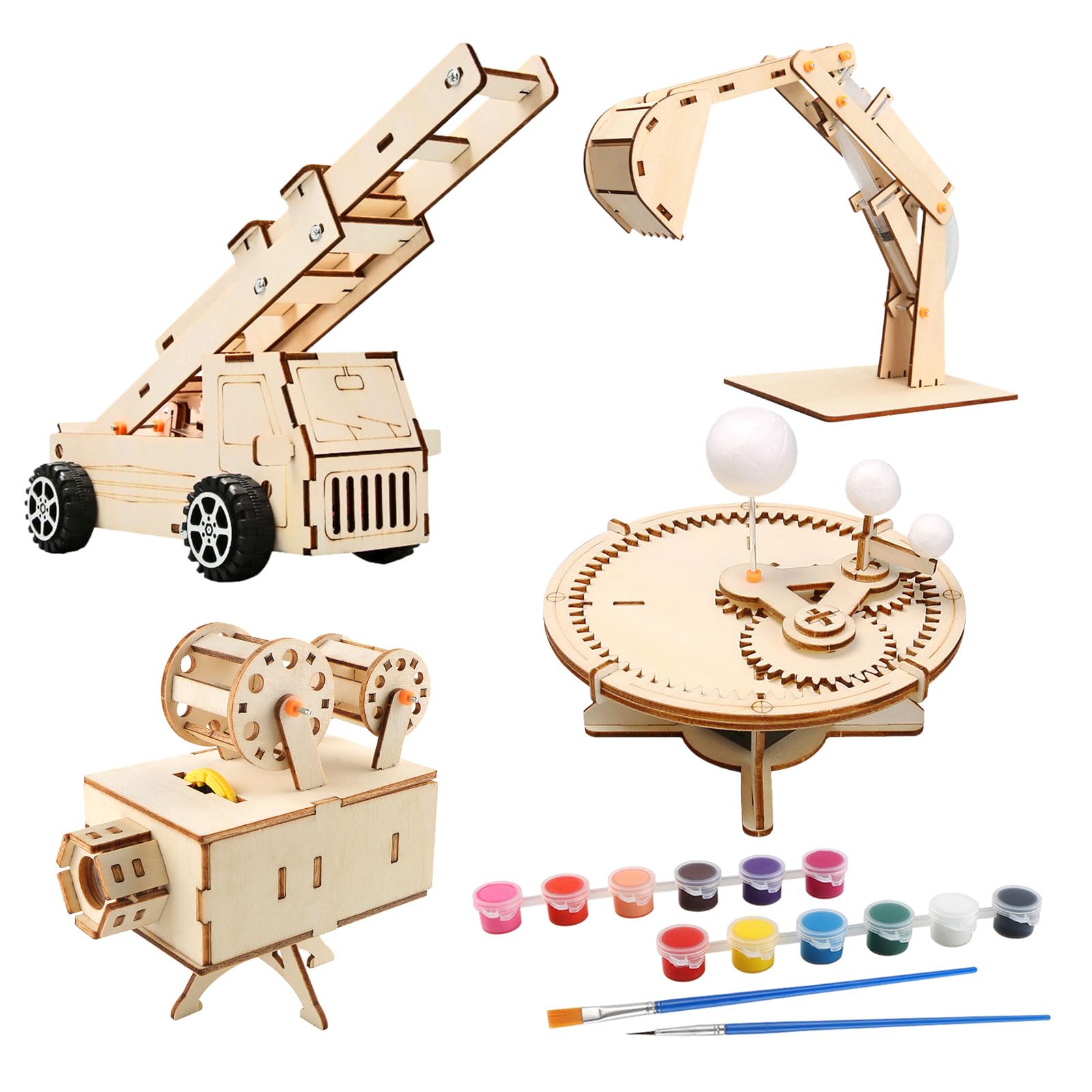 STEM Toys for Kids, Wooden Science Experiments & Engineering Kits, Robot Car Building Model Maker Set, Science Toy for Boys Girls, Activity Educational Toys Birthday Gifts