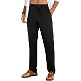Sailwind Men's Summer Beach Linen Pants Casual Lightweight Elastic Waist Drawstring Loose Pants