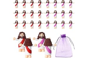 MORESIS Mini Jesus Figurines in Bulk 24 Pack with Storage Bag, Little Jesus Figures Pocket Size Jesus Mini Figure Religious Christian Gifts Jesus for Sunday School Easter Eggs Stuffers Church Decoration