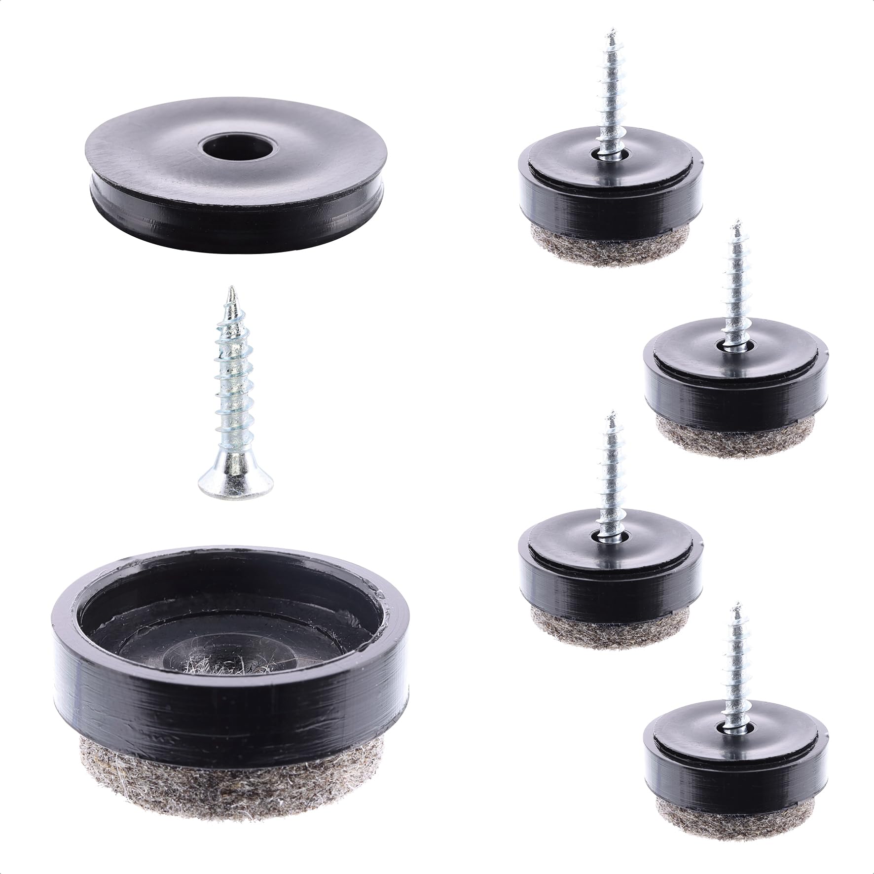 WAGNER QuickClick® Felt glides furniture glides chair glides I 4pcs. set to screw on I 4x base+screw+interchangeable glide insert - wool felt ULTRASOFT - diameter Ø 17 mm - Made in Germany - 15808300