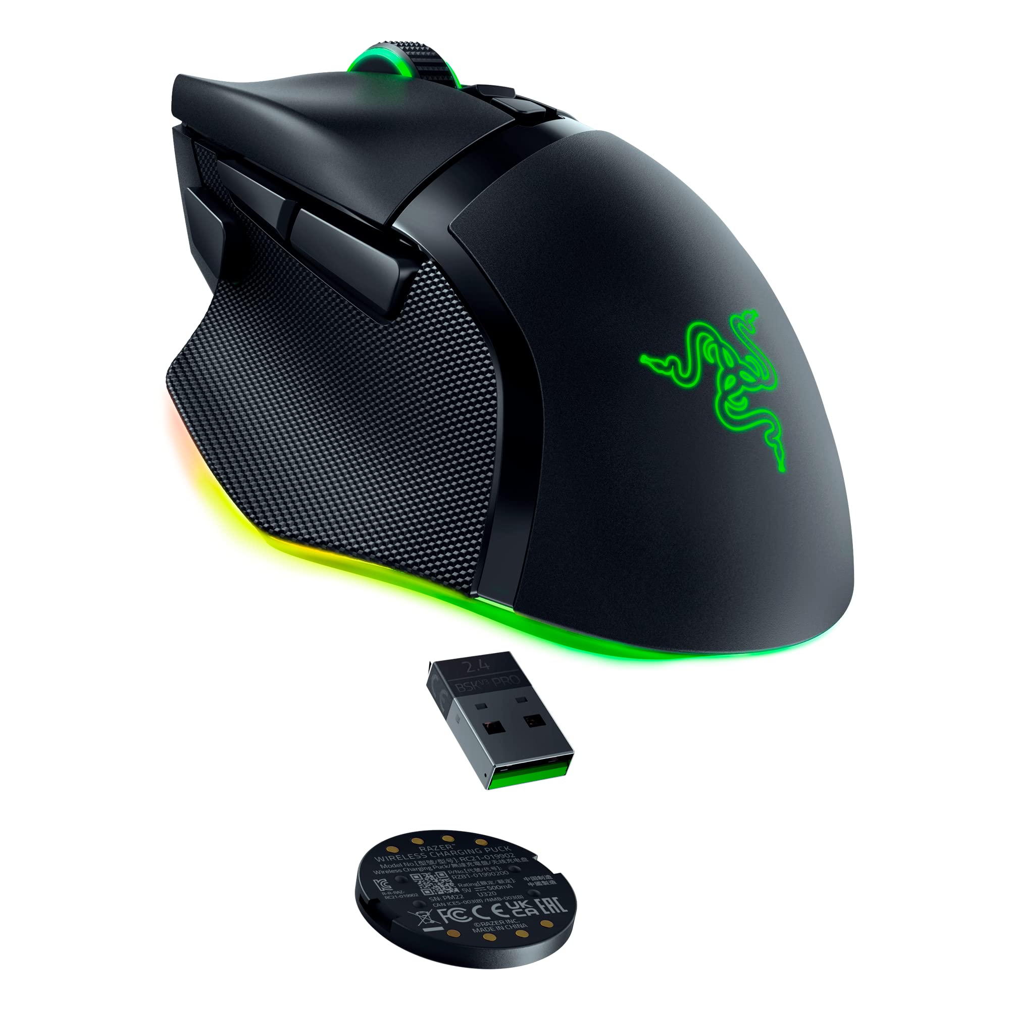 Razer Wireless Charging Puck for Razer Basilisk V3 Pro, Naga V2 Pro, Cobra Pro Gaming Mouse: Compatible with Wireless Charging Devices - Mouse and Mouse Dock Sold Separately