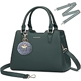 IGOLUMON Women's Top-Handle Handbags PU Vegan Leather Satchel Purses for Women Designer Tote Purse Handbag with Cute Pompom